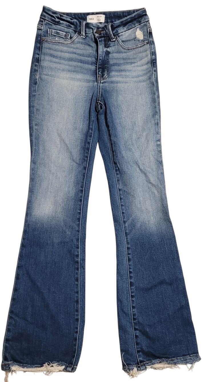 BKE Billie High Rise Bootcut Jeans Size 26 Slim Fit Distressed Frayed Hem